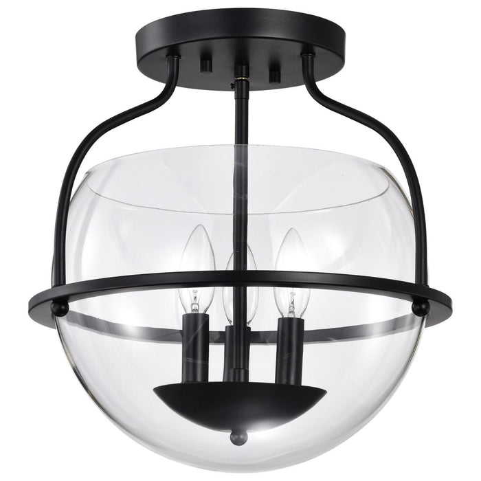 SATCO/NUVO Amado 3 Light Semi Flush Mount Matte Black Finish Clear Glass (60-7823)