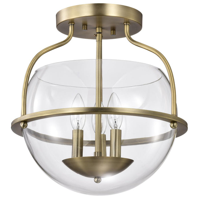 SATCO/NUVO Amado 3 Light Semi Flush Mount Vintage Brass Finish Clear Glass (60-7821)