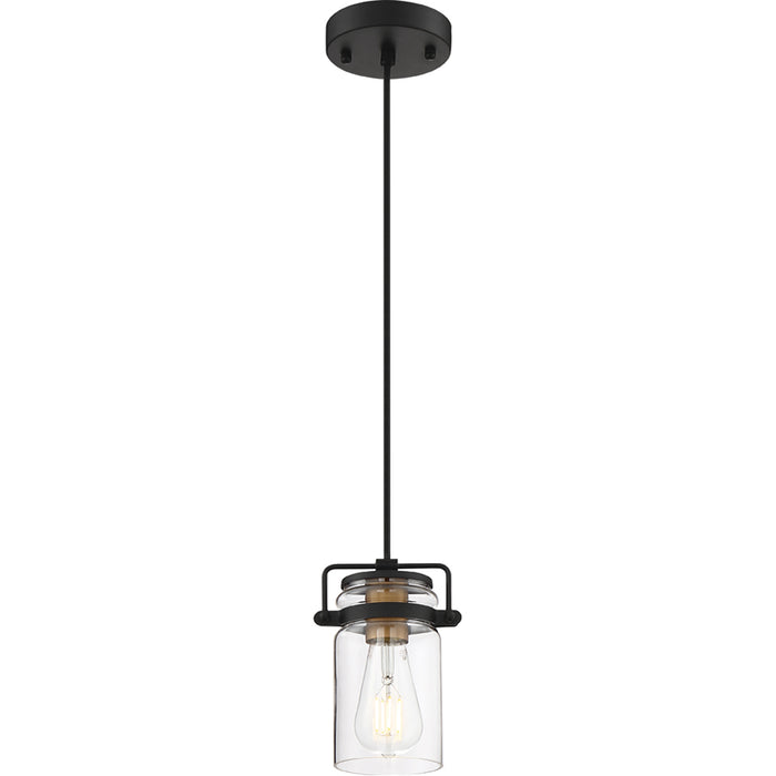 SATCO/NUVO Antebellum 1-Light Miniature Pendant Fixture Black And Aged Gold Finish With Clear Glass (60-6733)