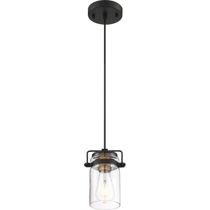 SATCO/NUVO Antebellum 1-Light Miniature Pendant Fixture Black And Aged Gold Finish With Clear Glass (60-6733)