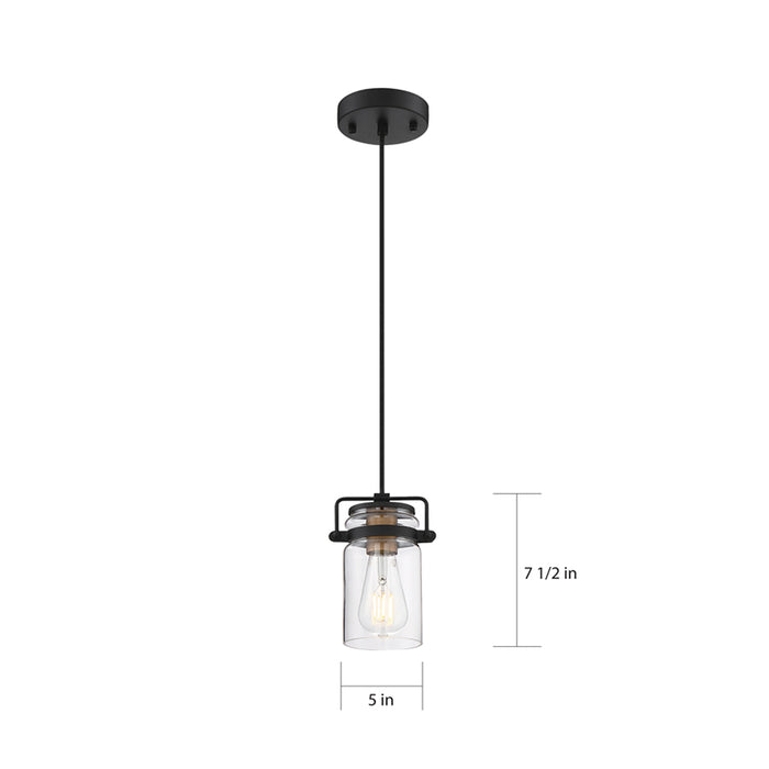 SATCO/NUVO Antebellum 1-Light Miniature Pendant Fixture Black And Aged Gold Finish With Clear Glass (60-6733)