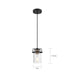 SATCO/NUVO Antebellum 1-Light Miniature Pendant Fixture Black And Aged Gold Finish With Clear Glass (60-6733)