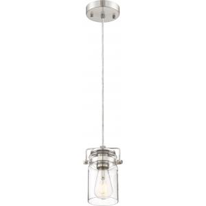 SATCO/NUVO Antebellum 1-Light Miniature Pendant Fixture Brushed Nickel Finish With Clear Glass (60-6736)