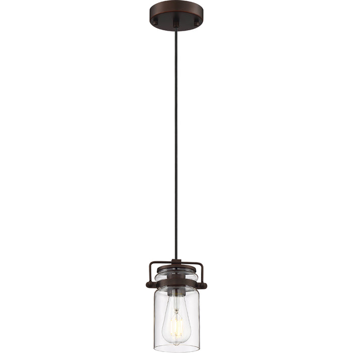 SATCO/NUVO Antebellum 1-Light Miniature Pendant Fixture Mahogany Bronze Finish With Clear Glass (60-6731)