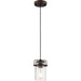 SATCO/NUVO Antebellum 1-Light Miniature Pendant Fixture Mahogany Bronze Finish With Clear Glass (60-6731)