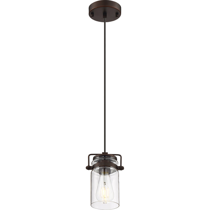 SATCO/NUVO Antebellum 1-Light Miniature Pendant Fixture Mahogany Bronze Finish With Clear Glass (60-6731)