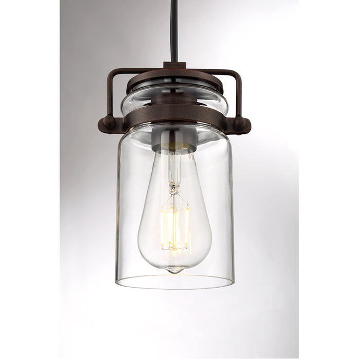 SATCO/NUVO Antebellum 1-Light Miniature Pendant Fixture Mahogany Bronze Finish With Clear Glass (60-6731)