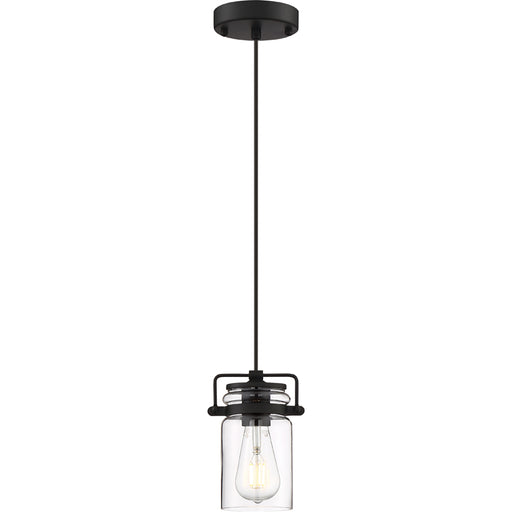 SATCO/NUVO Antebellum 1-Light Miniature Pendant Fixture Matte Black Finish With Clear Glass (60-6732)