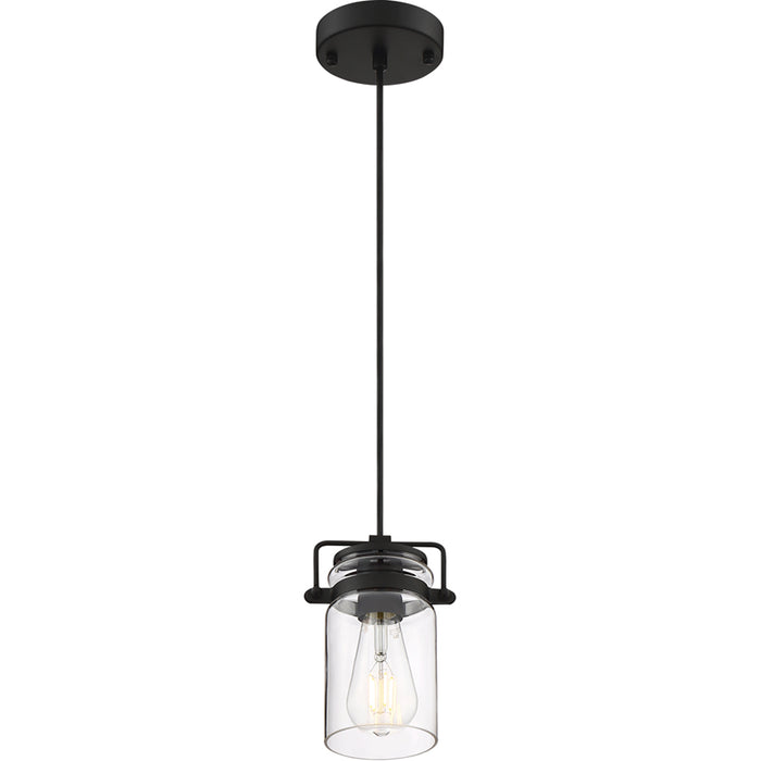 SATCO/NUVO Antebellum 1-Light Miniature Pendant Fixture Matte Black Finish With Clear Glass (60-6732)