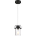 SATCO/NUVO Antebellum 1-Light Miniature Pendant Fixture Matte Black Finish With Clear Glass (60-6732)