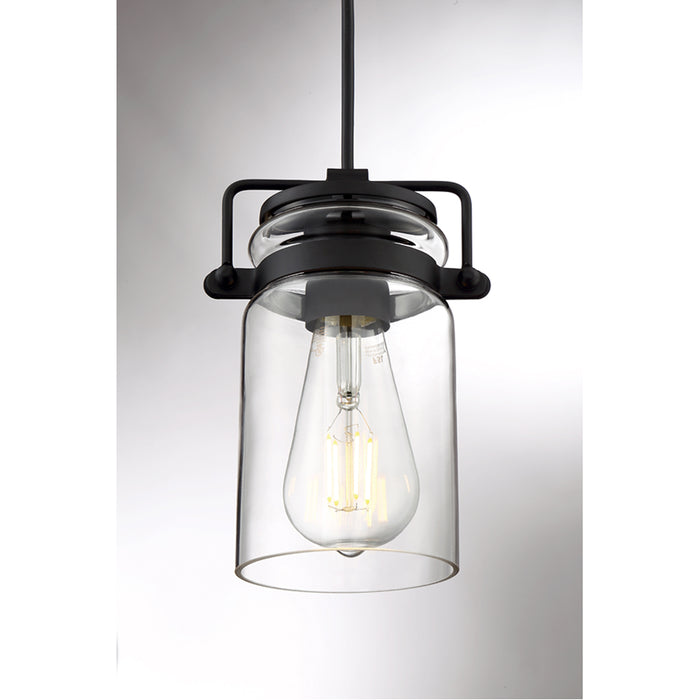 SATCO/NUVO Antebellum 1-Light Miniature Pendant Fixture Matte Black Finish With Clear Glass (60-6732)