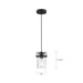 SATCO/NUVO Antebellum 1-Light Miniature Pendant Fixture Matte Black Finish With Clear Glass (60-6732)