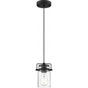 SATCO/NUVO Antebellum 1-Light Miniature Pendant Fixture Matte Black Finish With Clear Glass (60-6732)