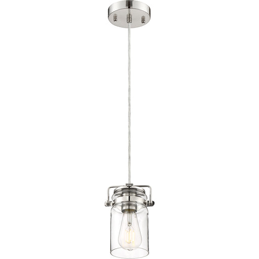 SATCO/NUVO Antebellum 1-Light Miniature Pendant Fixture Polished Nickel With Clear Glass (60-6734)