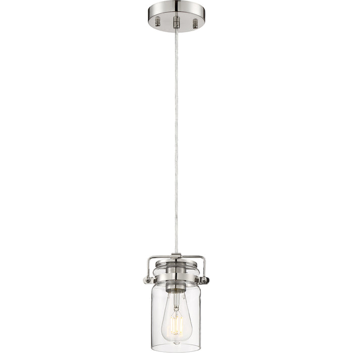 SATCO/NUVO Antebellum 1-Light Miniature Pendant Fixture Polished Nickel With Clear Glass (60-6734)