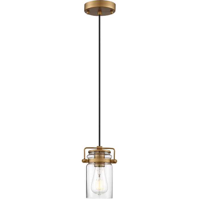 SATCO/NUVO Antebellum 1-Light Miniature Pendant Fixture Vintage Brass Finish With Clear Glass (60-6735)