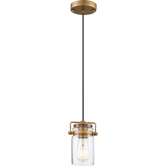 SATCO/NUVO Antebellum 1-Light Miniature Pendant Fixture Vintage Brass Finish With Clear Glass (60-6735)