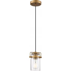 SATCO/NUVO Antebellum 1-Light Miniature Pendant Fixture Vintage Brass Finish With Clear Glass (60-6735)