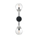 SATCO/NUVO Axis 2-Light Wall Sconce Fixture Matte Black Finish With Brushed Nickel Accents Clear Glass (60-7132)