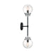 SATCO/NUVO Axis 2-Light Wall Sconce Fixture Matte Black Finish With Brushed Nickel Accents Clear Glass (60-7132)