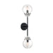 SATCO/NUVO Axis 2-Light Wall Sconce Fixture Matte Black Finish With Brushed Nickel Accents Clear Glass (60-7132)