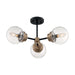 SATCO/NUVO Axis 3-Light Semi-Flush Fixture Matte Black Finish With Brass Accents Clear Glass (60-7123)