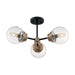 SATCO/NUVO Axis 3-Light Semi-Flush Fixture Matte Black Finish With Brass Accents Clear Glass (60-7123)