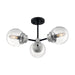 SATCO/NUVO Axis 3-Light Semi-Flush Fixture Matte Black Finish With Brushed Nickel Accents Clear Glass (60-7133)