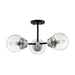 SATCO/NUVO Axis 3-Light Semi-Flush Fixture Matte Black Finish With Brushed Nickel Accents Clear Glass (60-7133)