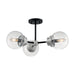 SATCO/NUVO Axis 3-Light Semi-Flush Fixture Matte Black Finish With Brushed Nickel Accents Clear Glass (60-7133)