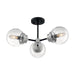 SATCO/NUVO Axis 3-Light Semi-Flush Fixture Matte Black Finish With Brushed Nickel Accents Clear Glass (60-7133)