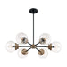 SATCO/NUVO Axis 6-Light Chandelier Fixture Matte Black Finish With Brass Accents Clear Glass (60-7126)