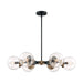 SATCO/NUVO Axis 6-Light Chandelier Fixture Matte Black Finish With Brass Accents Clear Glass (60-7126)