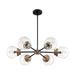 SATCO/NUVO Axis 6-Light Chandelier Fixture Matte Black Finish With Brass Accents Clear Glass (60-7126)