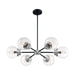 SATCO/NUVO Axis 6-Light Chandelier Fixture Matte Black Finish With Brushed Nickel Accents Clear Glass (60-7136)