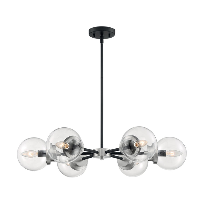 SATCO/NUVO Axis 6-Light Chandelier Fixture Matte Black Finish With Brushed Nickel Accents Clear Glass (60-7136)