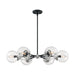 SATCO/NUVO Axis 6-Light Chandelier Fixture Matte Black Finish With Brushed Nickel Accents Clear Glass (60-7136)