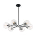 SATCO/NUVO Axis 6-Light Chandelier Fixture Matte Black Finish With Brushed Nickel Accents Clear Glass (60-7136)