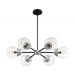 SATCO/NUVO Axis 6-Light Chandelier Fixture Matte Black Finish With Brushed Nickel Accents Clear Glass (60-7136)