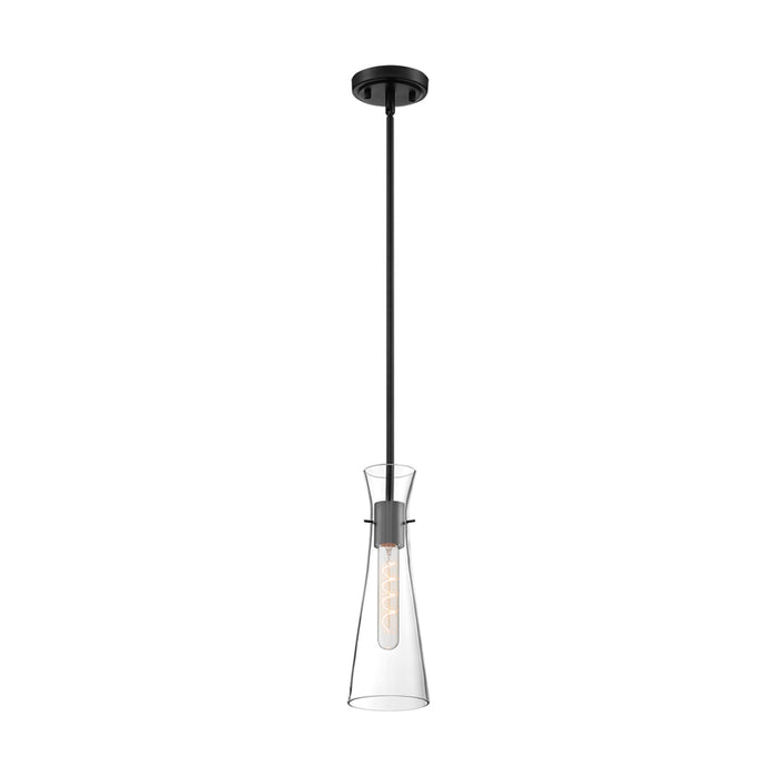 SATCO/NUVO Bahari 1-Light Mini Pendant Fixture Black Finish With Clear Glass (60-6878)