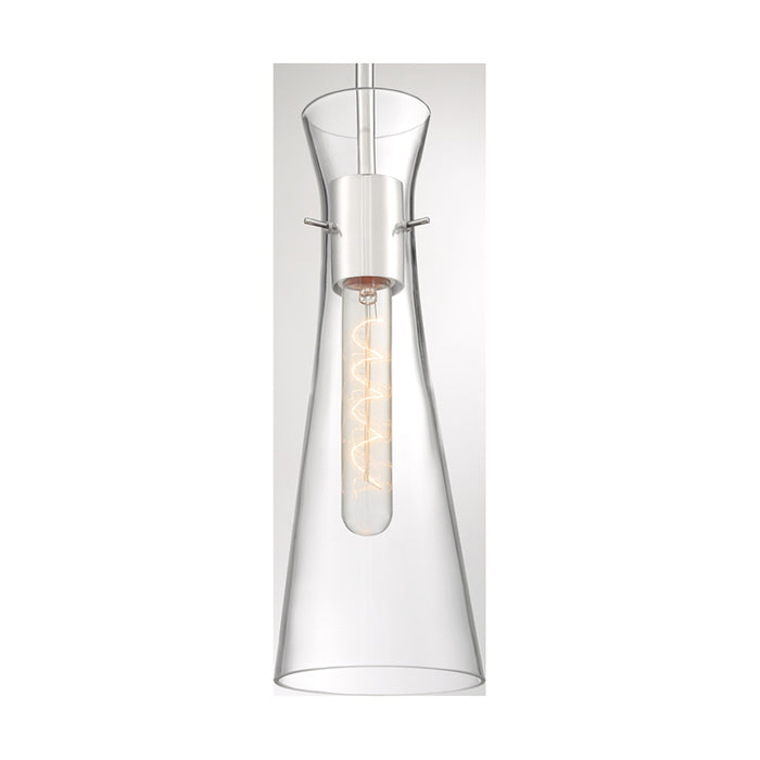 SATCO/NUVO Bahari 1-Light Mini Pendant Fixture Polished Nickel Finish With Clear Glass (60-6868)