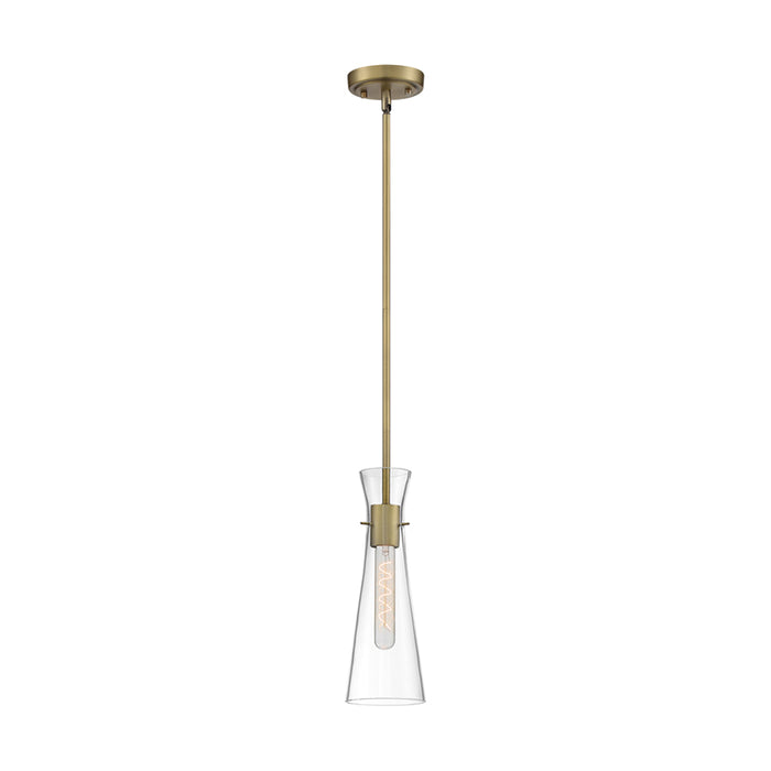 SATCO/NUVO Bahari 1-Light Mini Pendant Fixture Vintage Brass Finish With Clear Glass (60-6858)