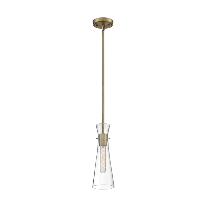 SATCO/NUVO Bahari 1-Light Mini Pendant Fixture Vintage Brass Finish With Clear Glass (60-6858)