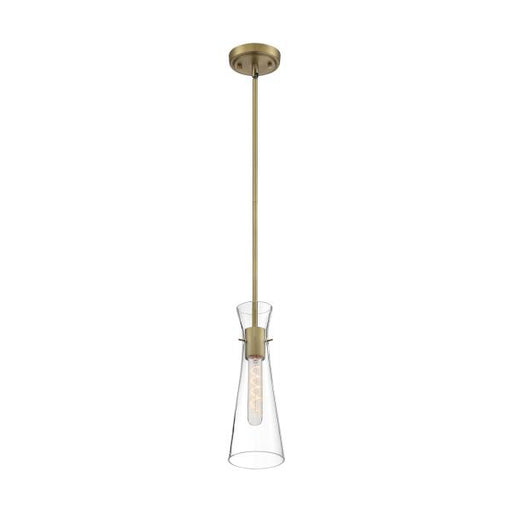 SATCO/NUVO Bahari 1-Light Mini Pendant Fixture Vintage Brass Finish With Clear Glass (60-6858)