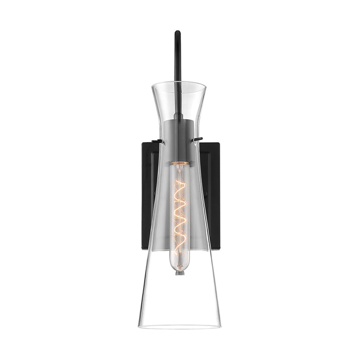 SATCO/NUVO Bahari 1-Light Wall Sconce Fixture Black Finish With Clear Glass (60-6877)