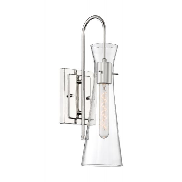 SATCO/NUVO Bahari 1-Light Wall Sconce Fixture Polished Nickel Finish With Clear Glass (60-6867)