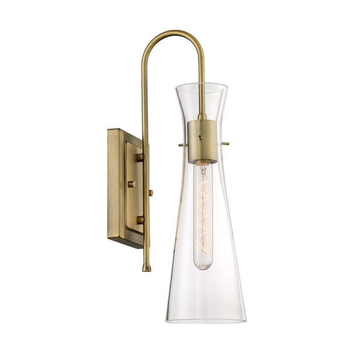 SATCO/NUVO Bahari 1-Light Wall Sconce Fixture Vintage Brass Finish With Clear Glass (60-6857)