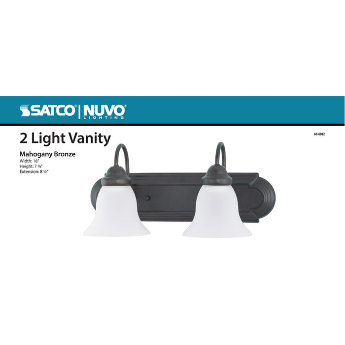 SATCO/NUVO Ballerina 2-Light 18 Inch Vanity With Frosted White Glass Color Retail Packaging (60-6082)