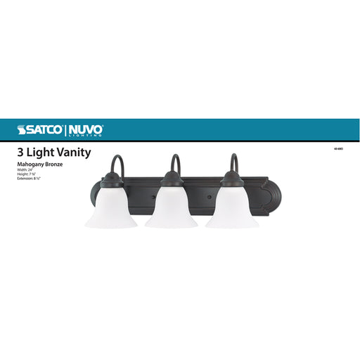 SATCO/NUVO Ballerina 3-Light 24 Inch Vanity With Frosted White Glass Color Retail Packaging (60-6083)