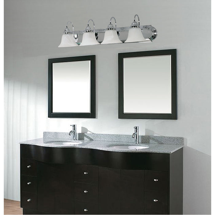 SATCO/NUVO Ballerina 4-Light 30 Inch Vanity With Alabaster Glass Bell Shades (60-318)